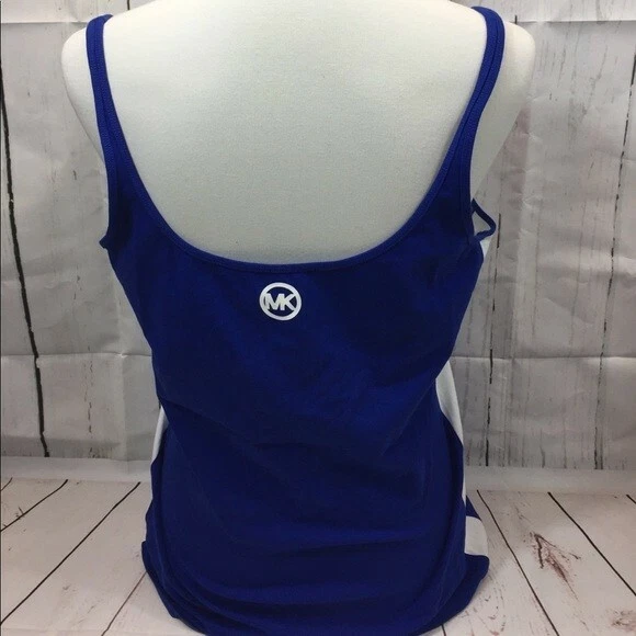 MICHAEL KORS MUJER DEPORTE EJERCICIO ELÁSTICO AZUL REAL CAMISETA SIN MANGAS ATLÉTICA TALLA L GRANDE Foto 3 de 4