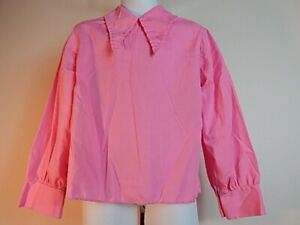 Unworn Girls 1970s Vintage Pink Peter Pan Collar Cotton Blouse NOS *11-12yr*MC56