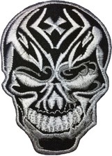 Satan Head Devil Skull Evil Death Vest Embroidered Applique Sew Iron on Patch BW
