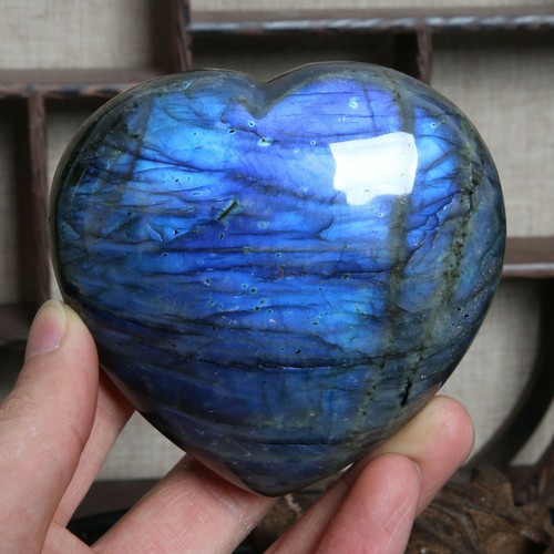 A9658-395g NATURAL Labradorite QUARTZ CRYSTAL Hand-carved heart shape HEALING - Picture 2 of 12