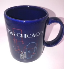 Vintage Blue TWS Chicago Coffee Mug Tea Cup Souvenir Art Sculpture Made in USA