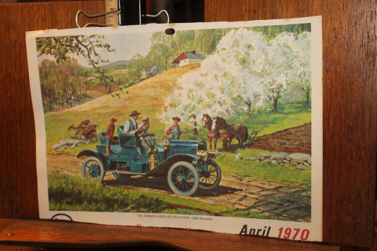 Vintage 1970 Single Cut Calendar Page Esso 1909 Rambler | eBay
