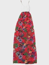 J for Justify Women Maxi Dress Sz L Colorful Floral Stretch Spaghetti Strap Lace