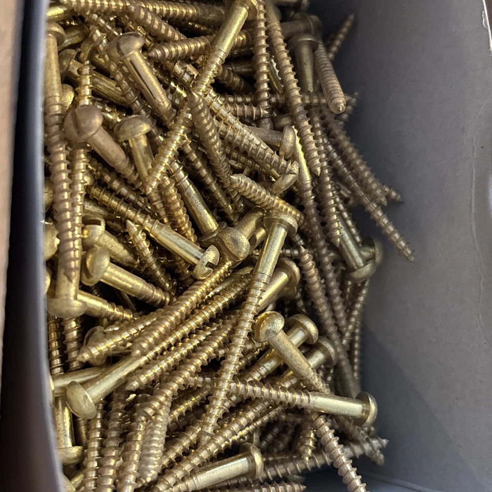 OSSETT EMPORIUM 20no 2" x 8 ( 4x50mm ) Solid Brass Screw Slotted Head Round Head Wood Screws