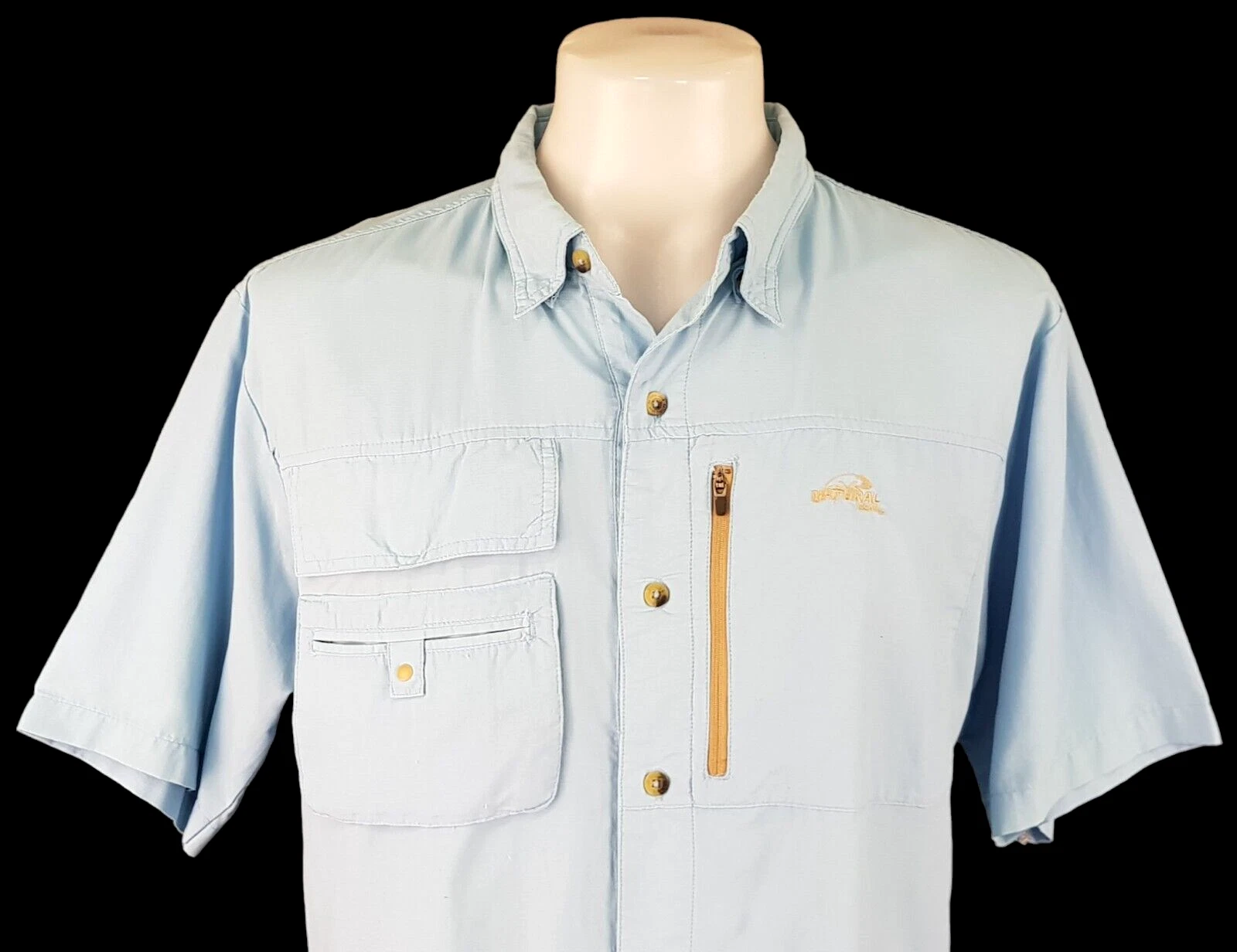 NATURAL GEAR Mens Blue S/S VENTED FISHING SHIRT Outdoor - M - 44"- RRP £59