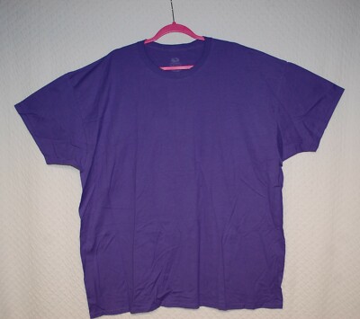 Mens PURPLE S/S T-SHIRT Crew Neck FRUIT OF THE LOOM Size 2X 3X 4X - Main Image