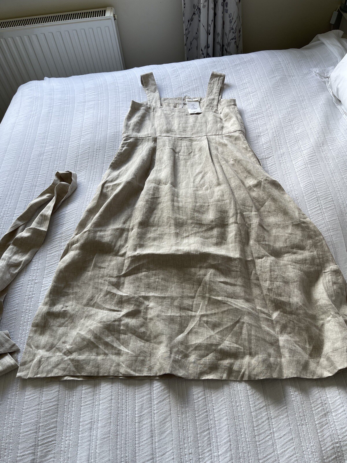 Lovely BNWT Toast Natural Beige 100% Linen Button Down Strappy Midi Dress UK 10