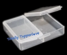 Tupperware Pill Case Stamps N Things Vintage Clear 2 Compartments NOS