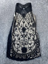 Abercrombie & Fitch Small Dress Women Sleeveless A Line Beaded Lace Gold Black