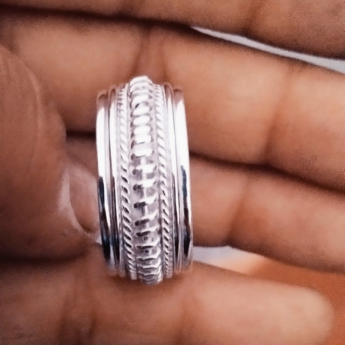 925 Sterling Silver Band Statement Spinner Handmade Ring For Men Women