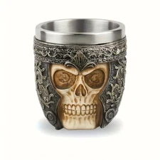 SKULL SHAVE BOWL, Durable Stainless Steel Cup Holder for Shaving Soap - New