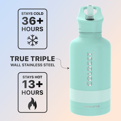Coldest 64oz Sports Water Bottle Straw Lid Insulated Stainless Steel- 64oz Jug - Picture 215 of 312