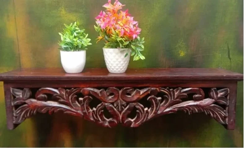 wooden Carved wall shelf/Wood Wall Shelf home decor shelves Floating Shelve Han