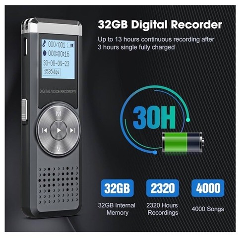 KINPEE N80 32GB Digital Voice Recorder Portable MP3 Dictaphone - Picture 4 of 7
