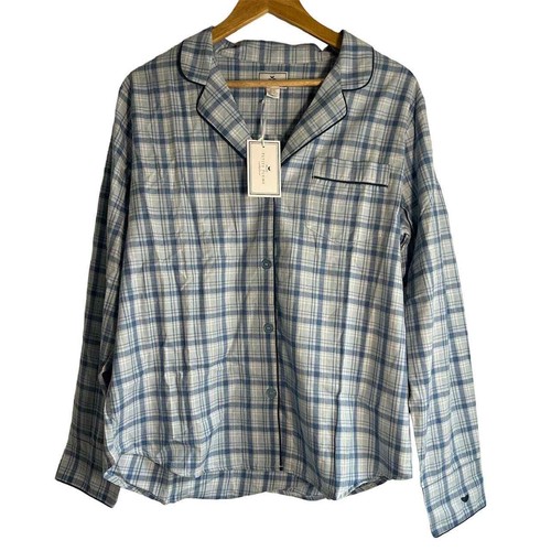 Petite Plume Women’s Size Large Plaid Tartan Seafarer Button Up Pajama