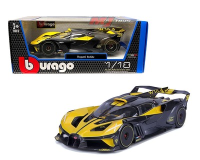 Bburago 1:18 Bugatti Bolide Grey/Yellow Diecast Model Car 18-11047 New In Box 