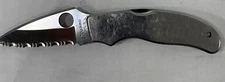 Spyderco Caly Lockback Stainless Handle, Serrated AUS 8 Japan