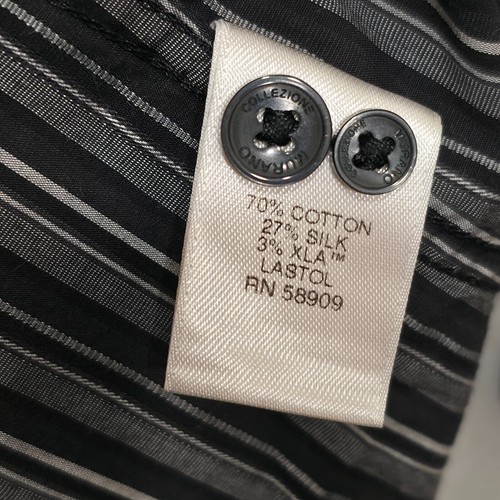 Murano Mens Black Striped Long Sleeve Button Up Silk Blend Shirt Size Large - Picture 3 of 7