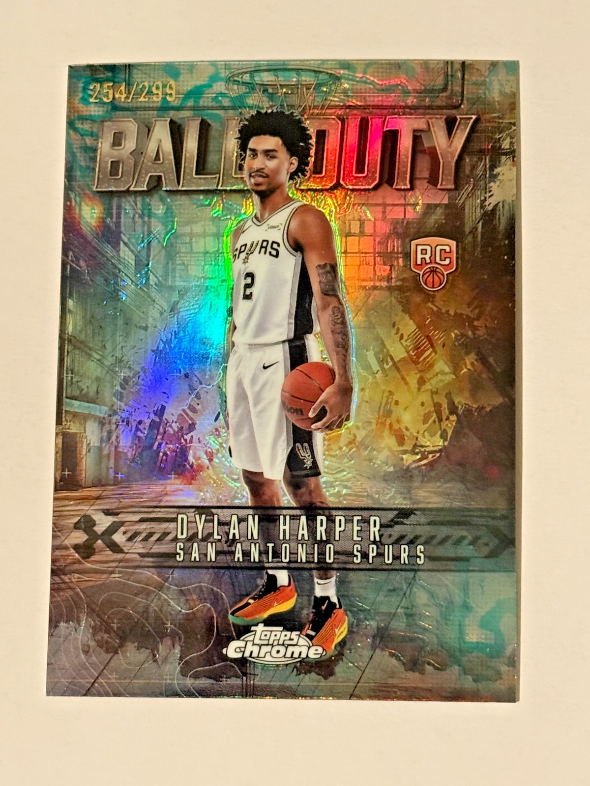 2025-26 Topps Chrome #BD-22 Dylan Harper BALL OF DUTY TEAL REFRACTOR RC 254/299