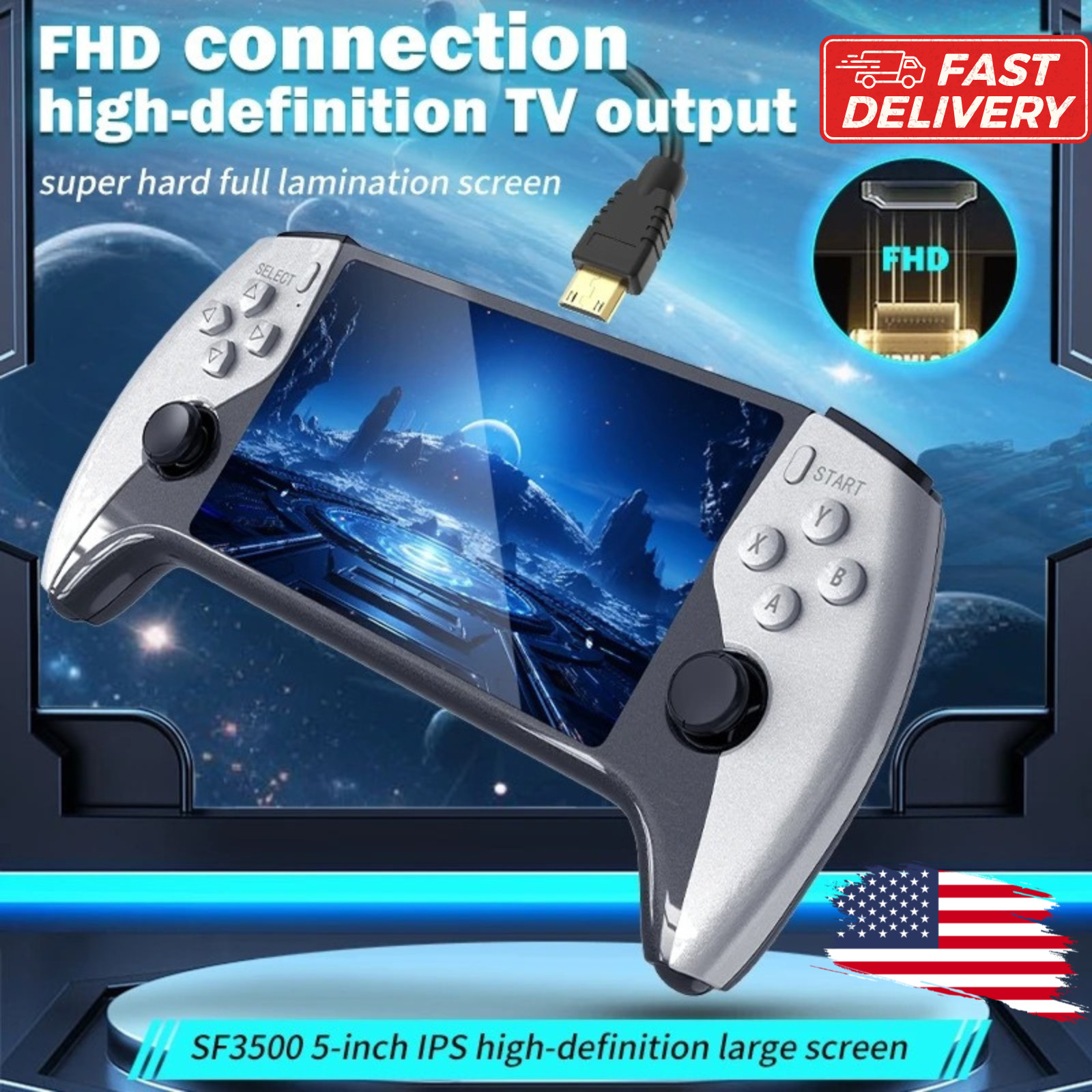 Multifunctional 5 Inch IPS HD Retro Handheld Game Console SF3500 Support 256GB