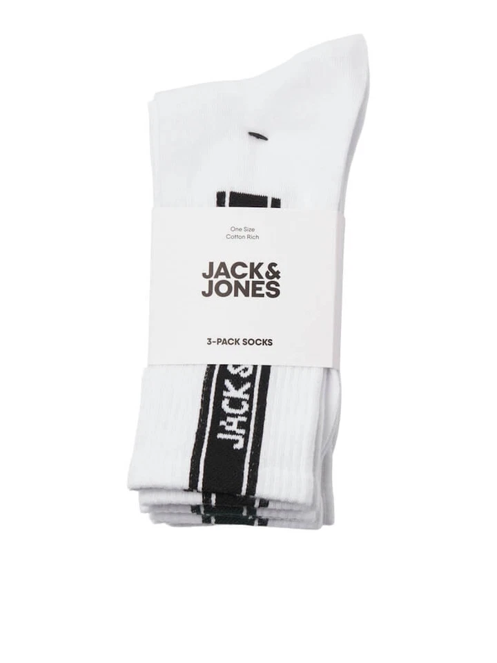 Paquete de 3 calcetines deportivos Jack & Jones Jacseth - blancos - negros/azules/verdes (talla 7-11 Foto 2 de 4