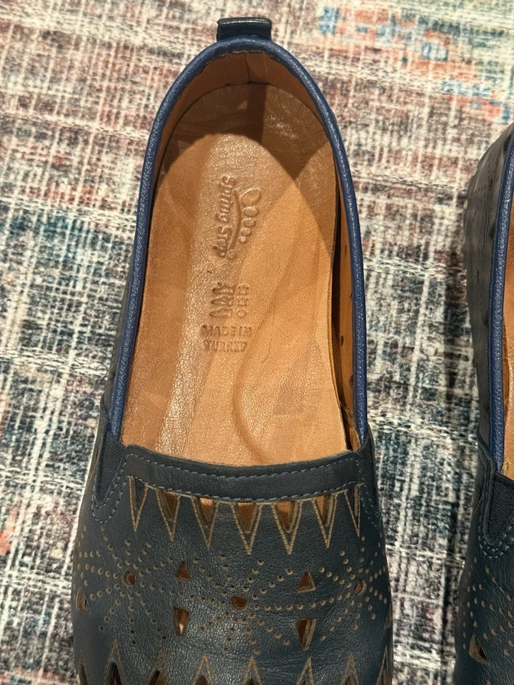 Mocasín Spring Step Fusaro de cuero azul marino soporte para el arco cómodo plano talla: 38 Foto 2 de 4
