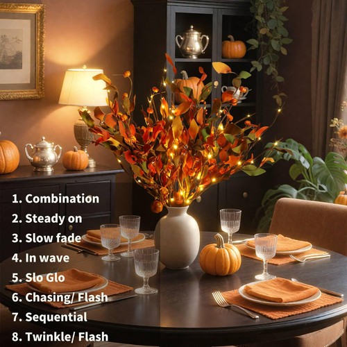 3PCS Fall Decor LED Lighted Branches Lights with Timer with Artificial Fall S... - Picture 3 of 8