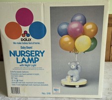 Vintage Dolly Blue Baby Teddy Bear Lamp Balloon Shade Night Light NEW IN BOX