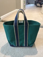 Vintage LL Bean Boat and Tote Canvas Bag Green Blue Straps