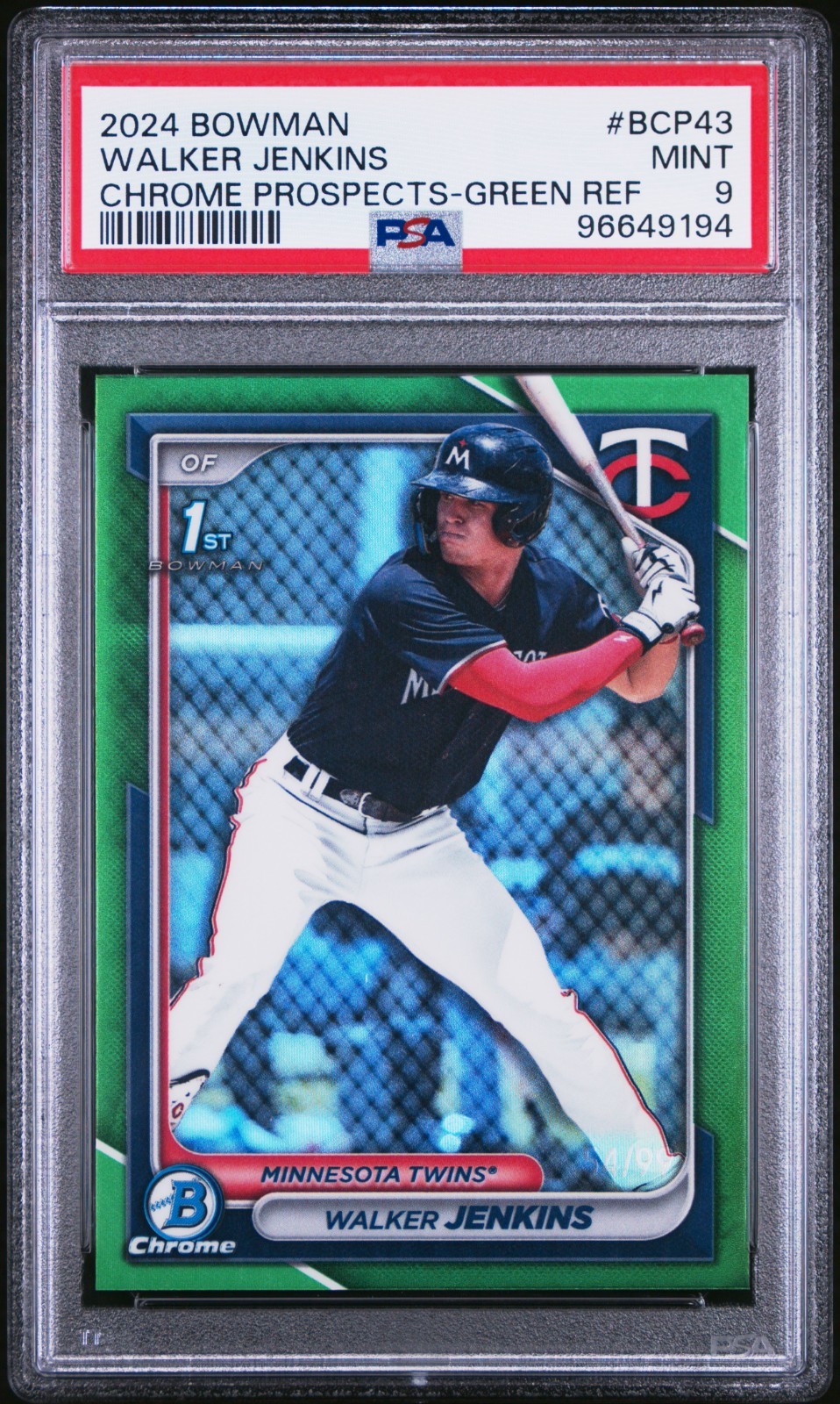2024 Bowman - Chrome 1st Walker Jenkins True Green Refractor /99 | Twins