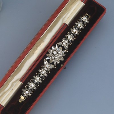 Armband Blumen Kristall glänzend Retro alt Vintage Stil Klasse Hochzeit SZ1