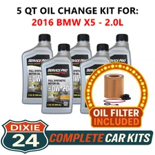 Fits: 2016 BMW X5 2.0L 6,000 Mile Synthetic Oil & Filter Kit (0W-20)