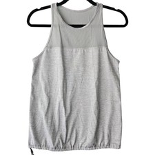 Champion Gray Heathered Racerback Mesh Panel Active Tank Top with Cinch Hem