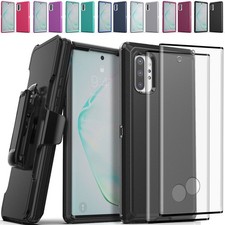 For Samsung Galaxy Note 10 10 5G Case Hybrid Cover Belt Clip / Tempered Glass