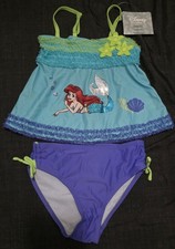 Disney Store Ariel Swimsuit 2 Pc. Size 5 Small Girls Bikini Tank Little Mermaid