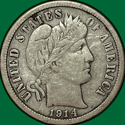 1914 Barber Dime Very Fine VF Coin #33935