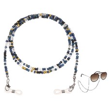Eyeglass Chains for Women, Eyeglass Holder Bead Chains for Glass Blue/Clear/Gold