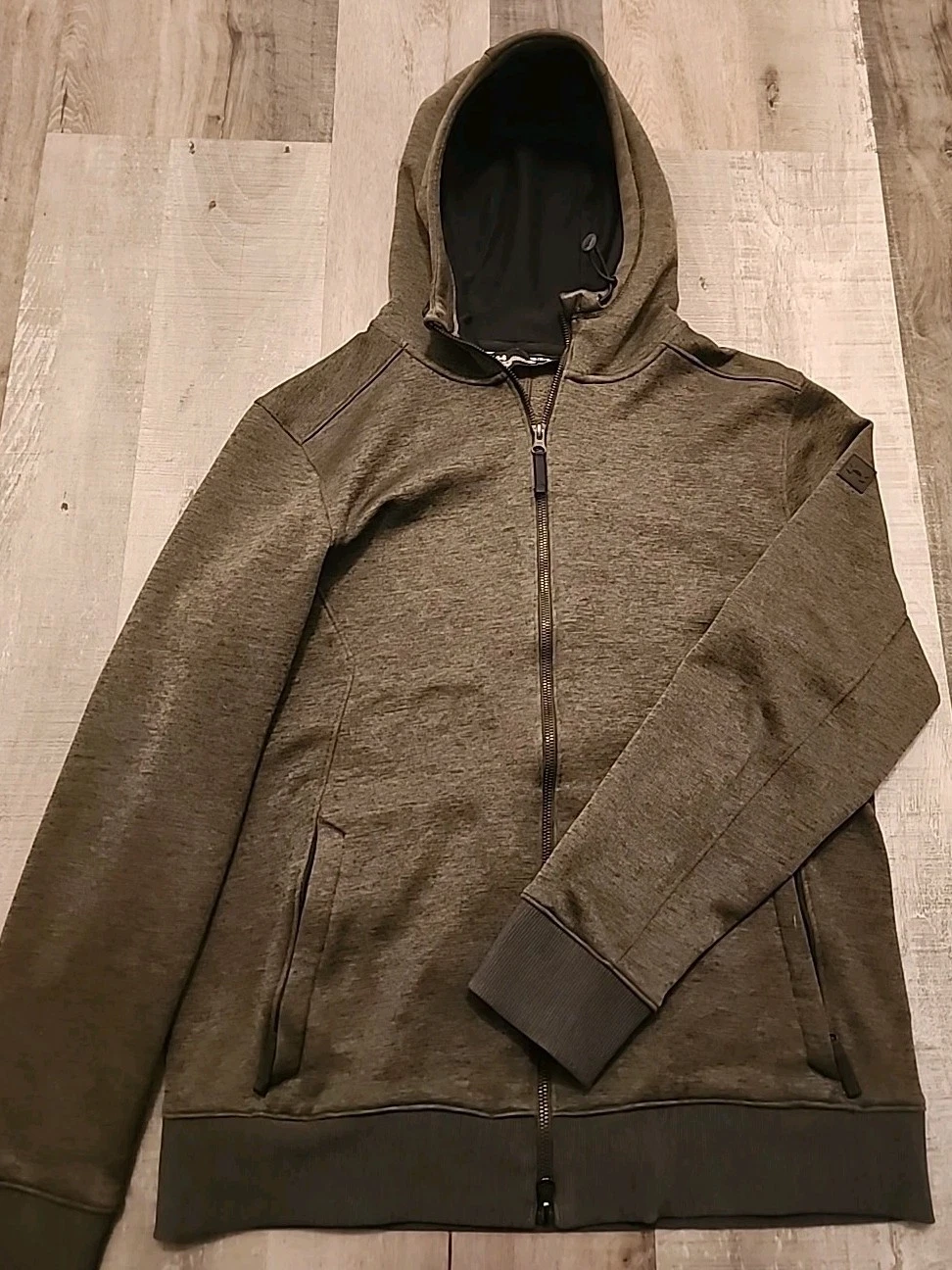 Under Armour Mens Medium Full Zip Hoodie Olive Green Performance Fleece Jacket