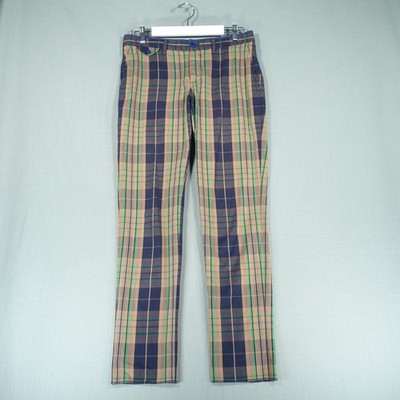 Paul Smith Hose Damen 42 grün blau kariert London Tapered Pants Button Fly