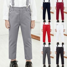 Boys Dress Pants for School  Formal Wear, Adjustable Waistband Flat Front Twill