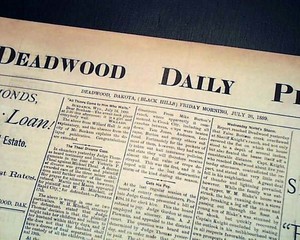 Rare DEADWOOD Lawrence County South Dakota Gold Mining Town 1889 old Newspaper