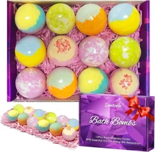 Bath Bombs for Women, 12pcs Relaxing Bath Bomb Gift Set, Rich Fizzies