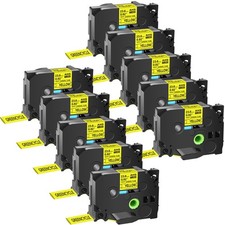 10PK Fit Brother P-Touch Ratio 2:1 HSe-651 Heat Shrink Tube Black on Yellow 24mm