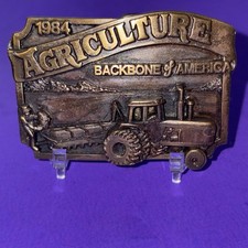 Vintage Belt Buckle 1984 Agriculture Backbone of America Farmer Tractor Limited