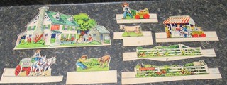 RARE 1940's Vintage Borden's Dairy Farm Set of Eight Cut Outs Children's Playset