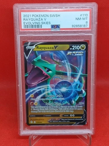 2021 POKEMON SWORD & SHIELD EVOLVING SKIES #110 RAYQUAZA V PSA 8