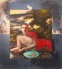 James Stephens - Picnic, 1988 Oil on Canvas Contemporary Figurative Surrealism