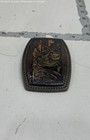 Vintage Alumaline Leather and Brass Tone Fish Fishing Belt Buckle — photo 2