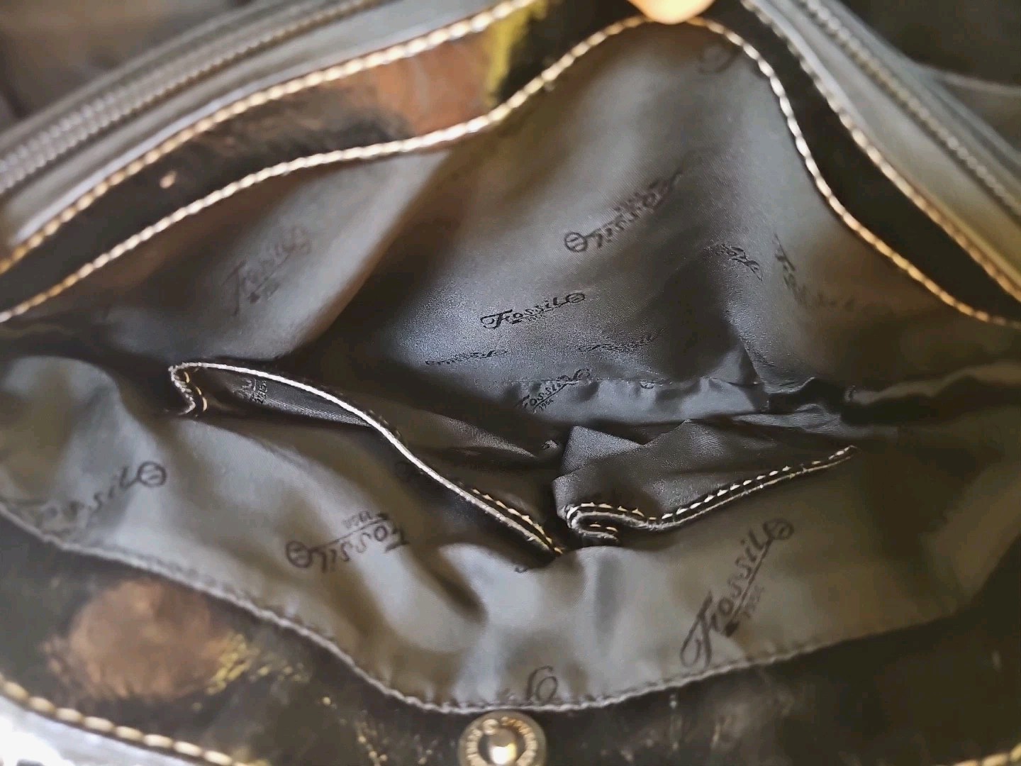 FOSSIL Purse Multi-colored Patchwork, Black Trim … - image 15