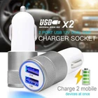 Dual Device Car Charger Adapter with Intelligent Charging Technology Silver